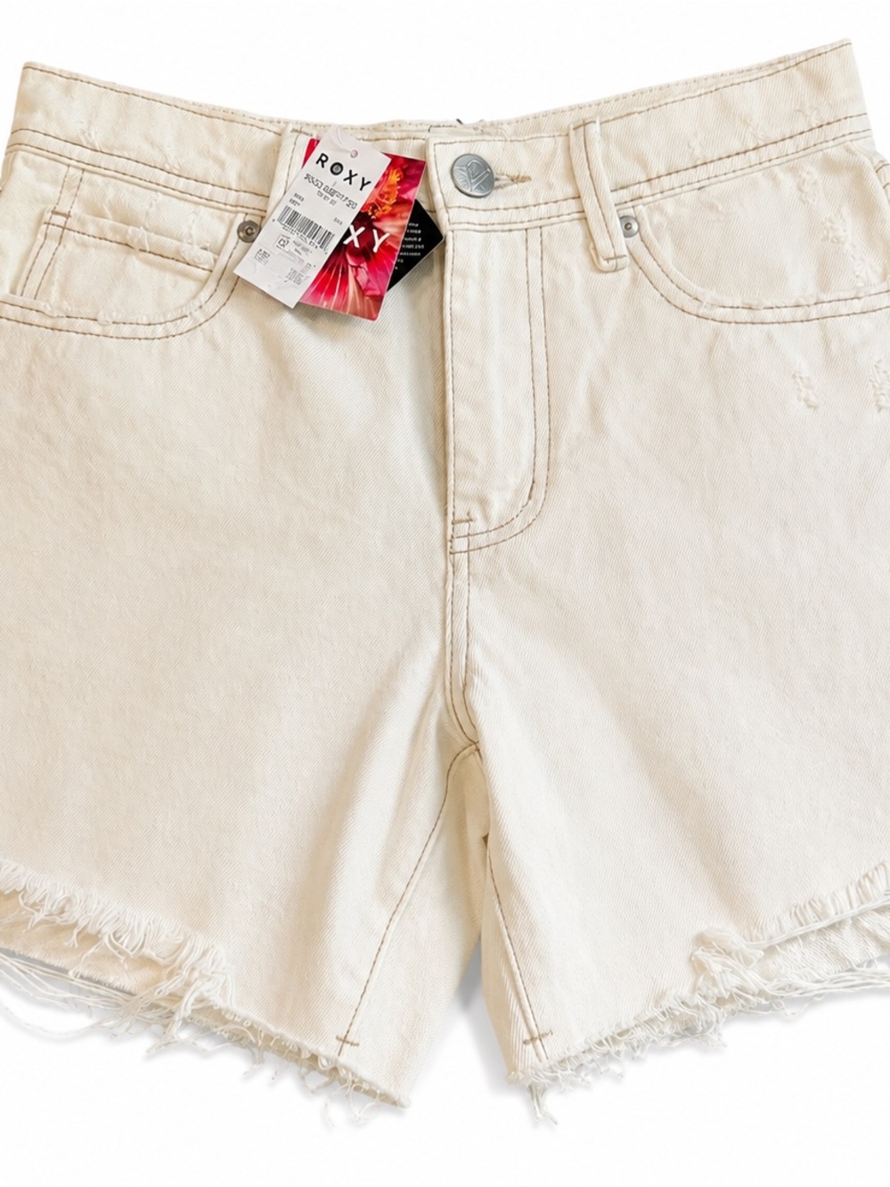 Roxy Cream White Denim Cutoff Shorts